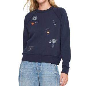 Spiritual Gangster Mystical Forever Embroidered Crewneck Pullover Navy Small NWT